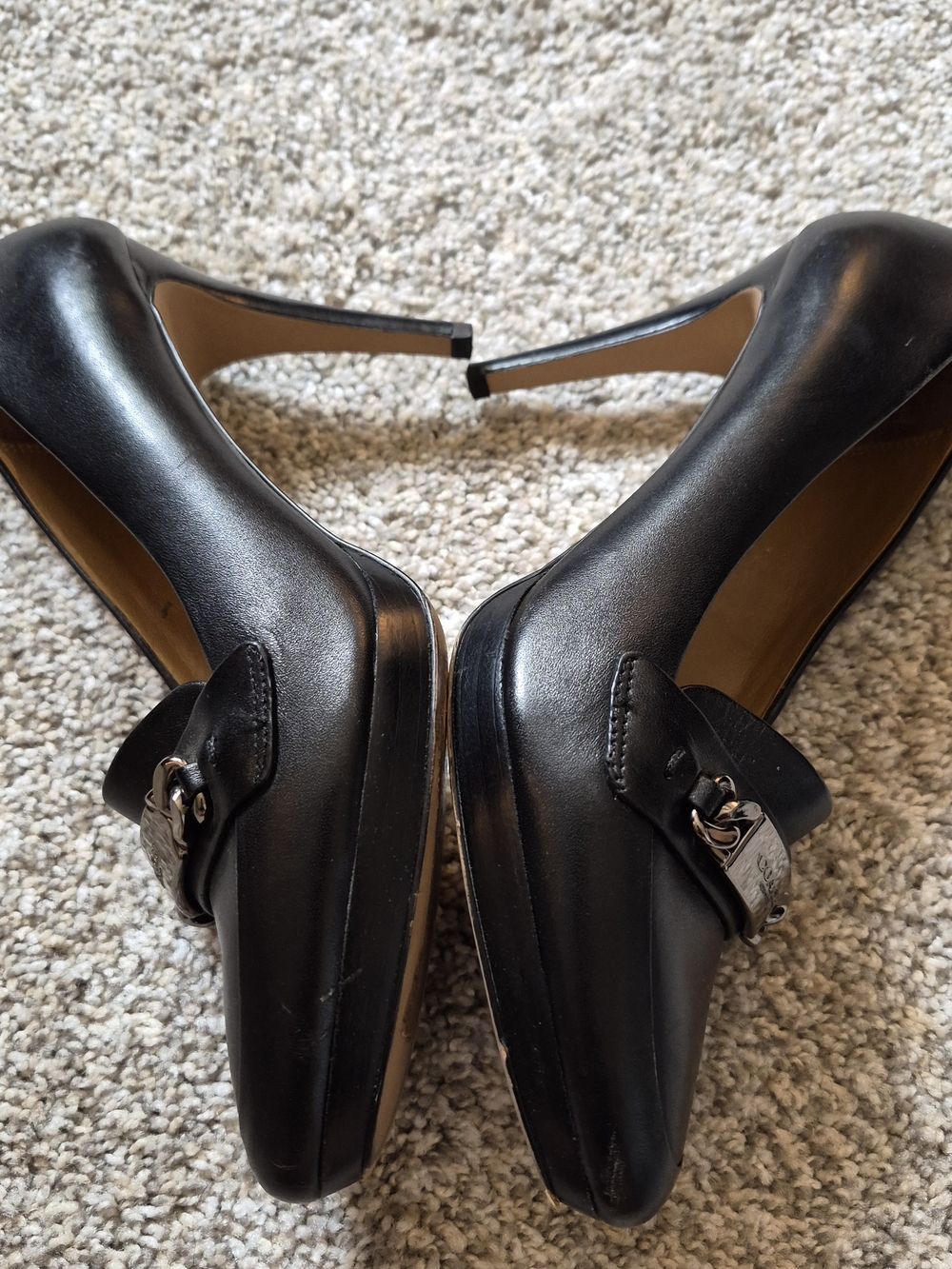 COACH Black Leather Loafer with Silver Plaque 7.5B - Picture 8 of 9